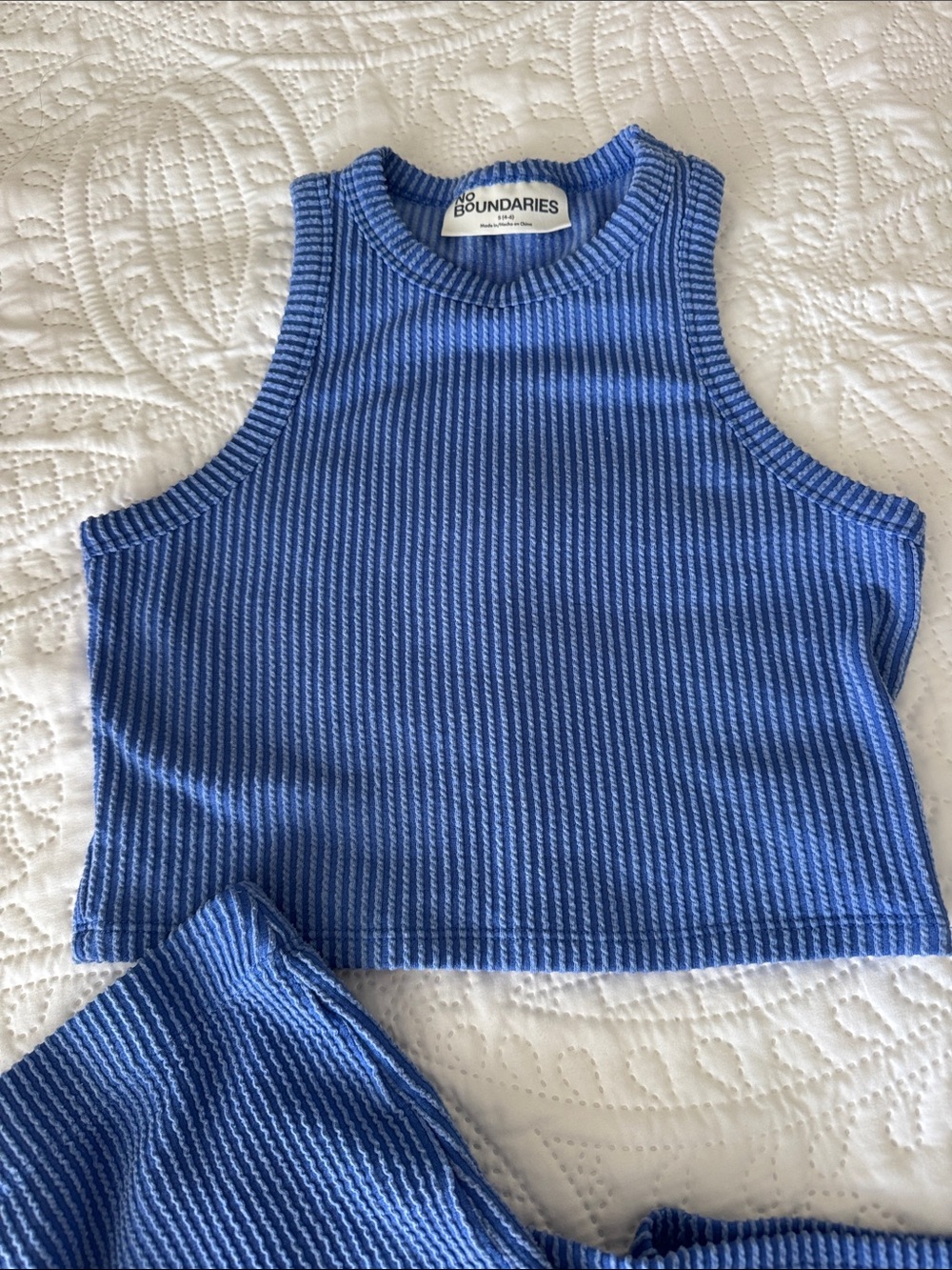 No Boundaries Royal Blue Ribbed Two-Piece Set - Picture 2 of 3